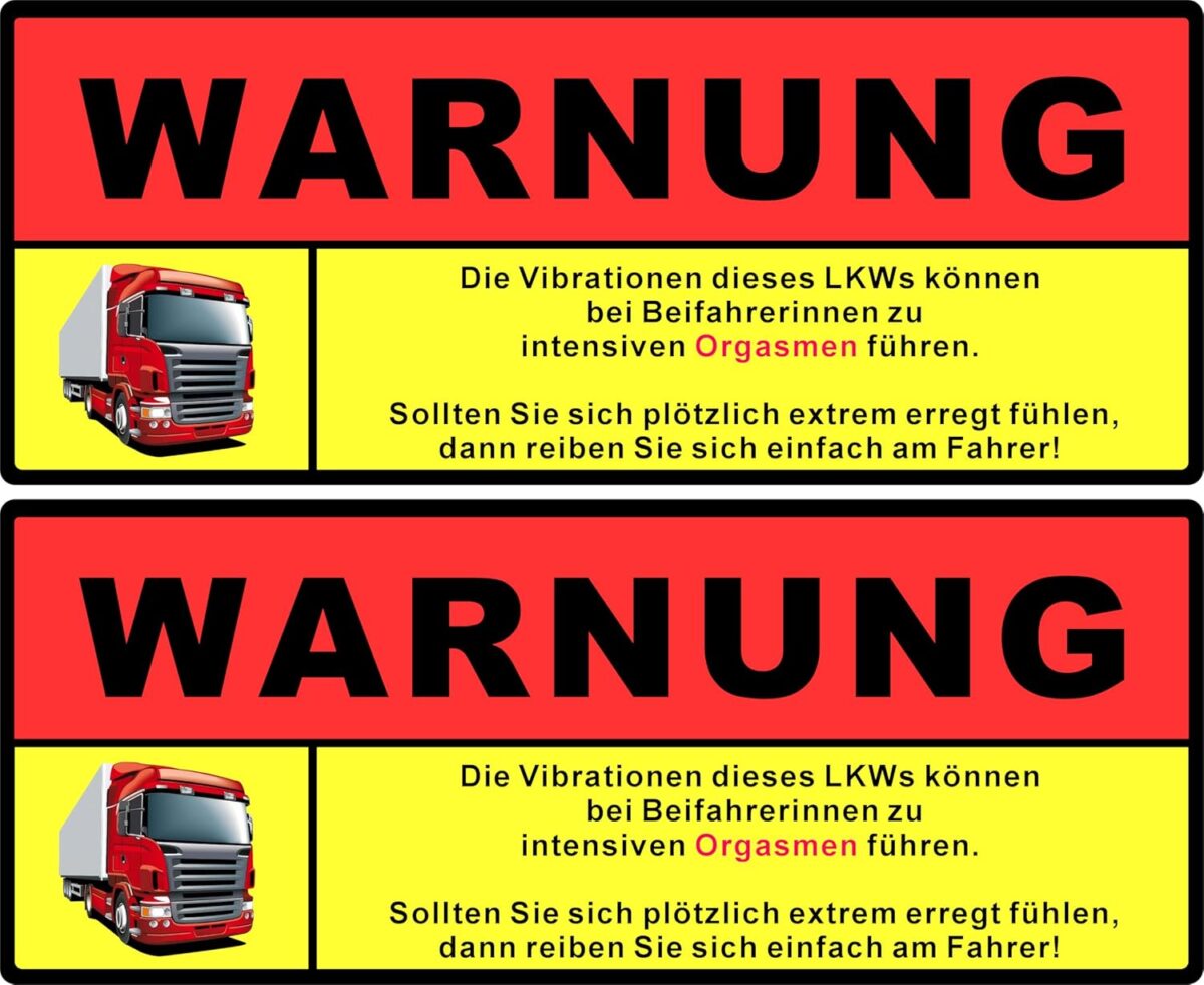 Achtung Vibration Aufkleber Premium 10x5,5 cm wetterfest 4 Achtung Vibration Aufkleber Premium 10x5,5 cm wetterfest - LKW