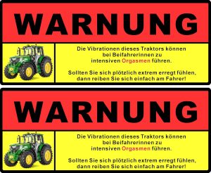 Achtung Vibration Aufkleber Premium 10x5,5 cm wetterfest - Traktor