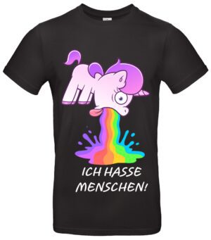 T-Shirt mit Einhorn kotzendes Motiv Ich hasse Menschen