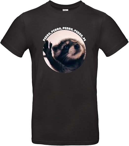 Pedro Waschbär T-Shirt Schwarz Weiß Lustiges Meme 1 Pedro Waschbär T-Shirt Schwarz Weiß Lustiges Meme