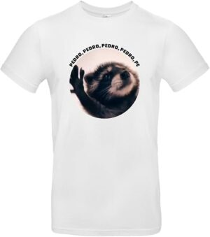 Pedro Waschbär T-Shirt Schwarz Weiß Lustiges Meme