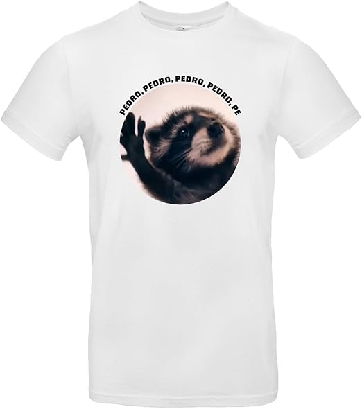 Pedro Waschbär T-Shirt Schwarz Weiß Lustiges Meme 2 Pedro Waschbär T-Shirt Schwarz Weiß Lustiges Meme