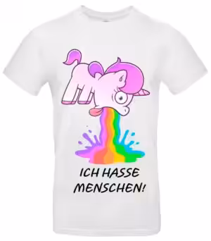 T-Shirt mit Einhorn kotzendes Motiv Ich hasse Menschen