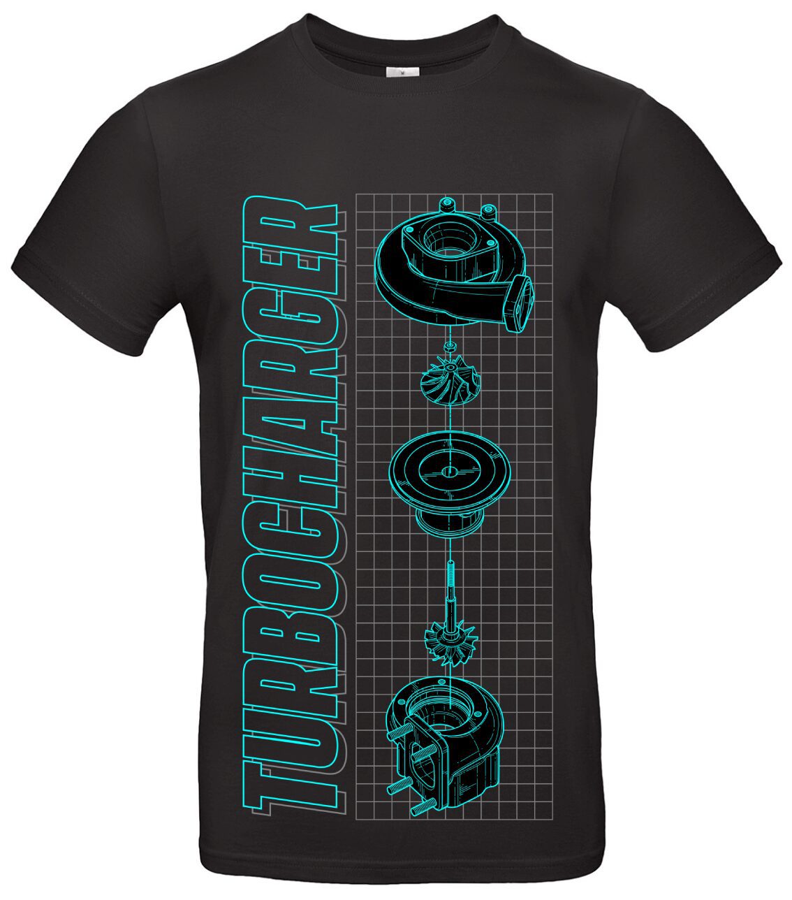 Turbocharger T-Shirt aus Baumwolle für Motorsportfans 1 Turbocharger T-Shirt aus Baumwolle für Motorsportfans