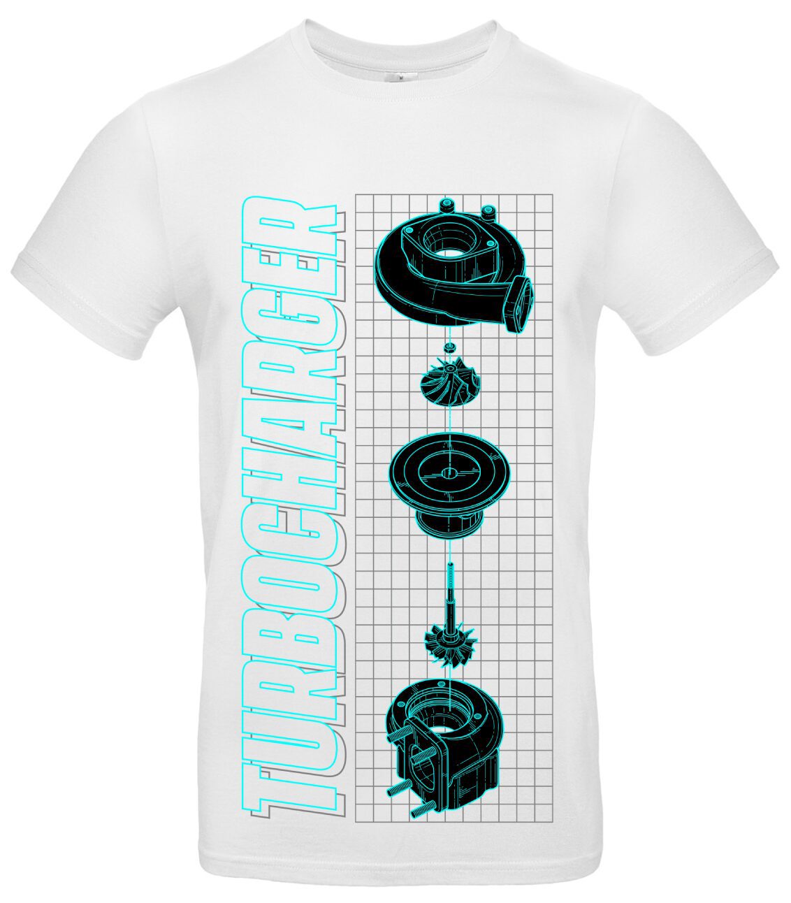Turbocharger T-Shirt aus Baumwolle für Motorsportfans 2 Turbocharger T-Shirt aus Baumwolle für Motorsportfans