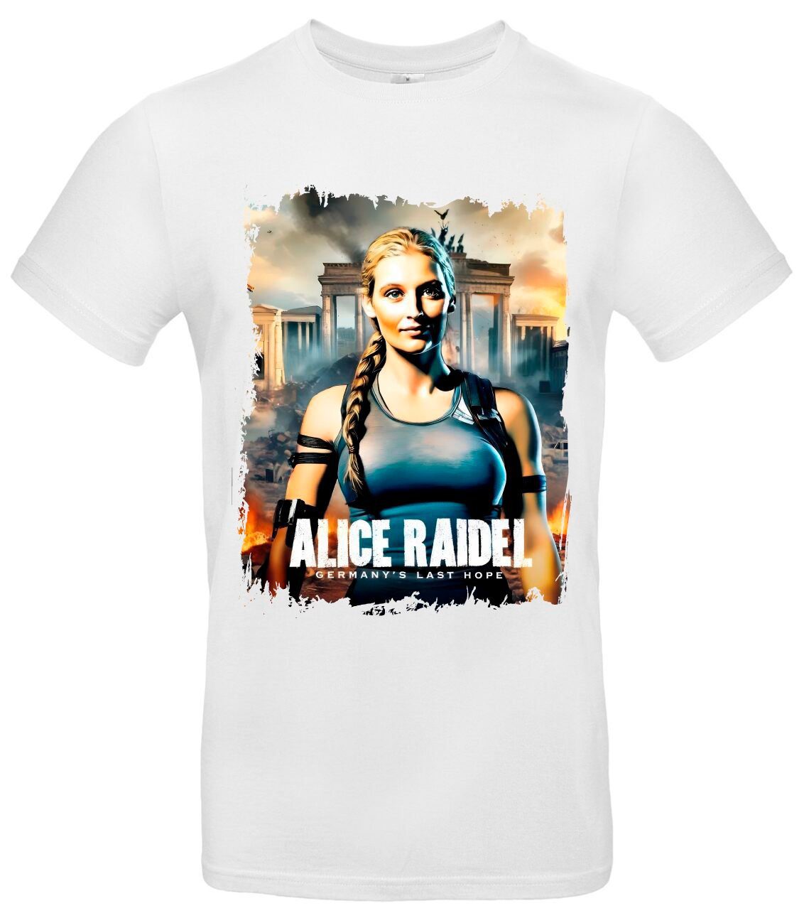 Alice Weidel T-Shirt Kultmotiv Lara Croft Kanzlerin 2 AFD T-Shirt mit Bundesadler Politisches Statement