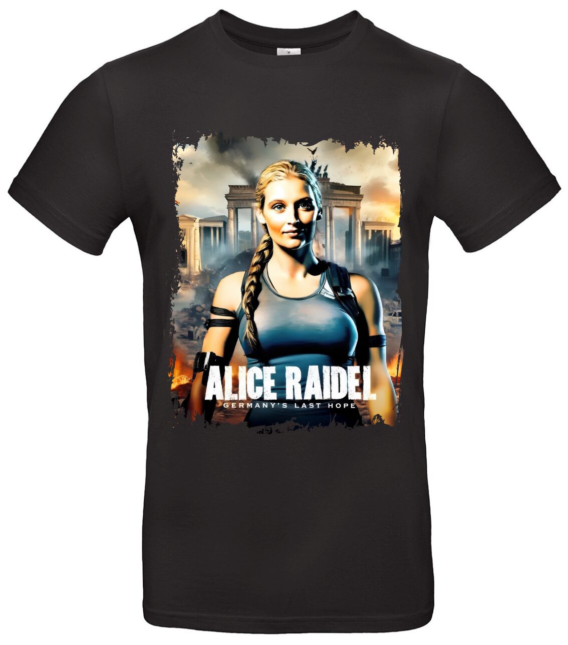Alice Weidel T-Shirt Kultmotiv Lara Croft Kanzlerin 1 AFD T-Shirt mit Bundesadler Politisches Statement