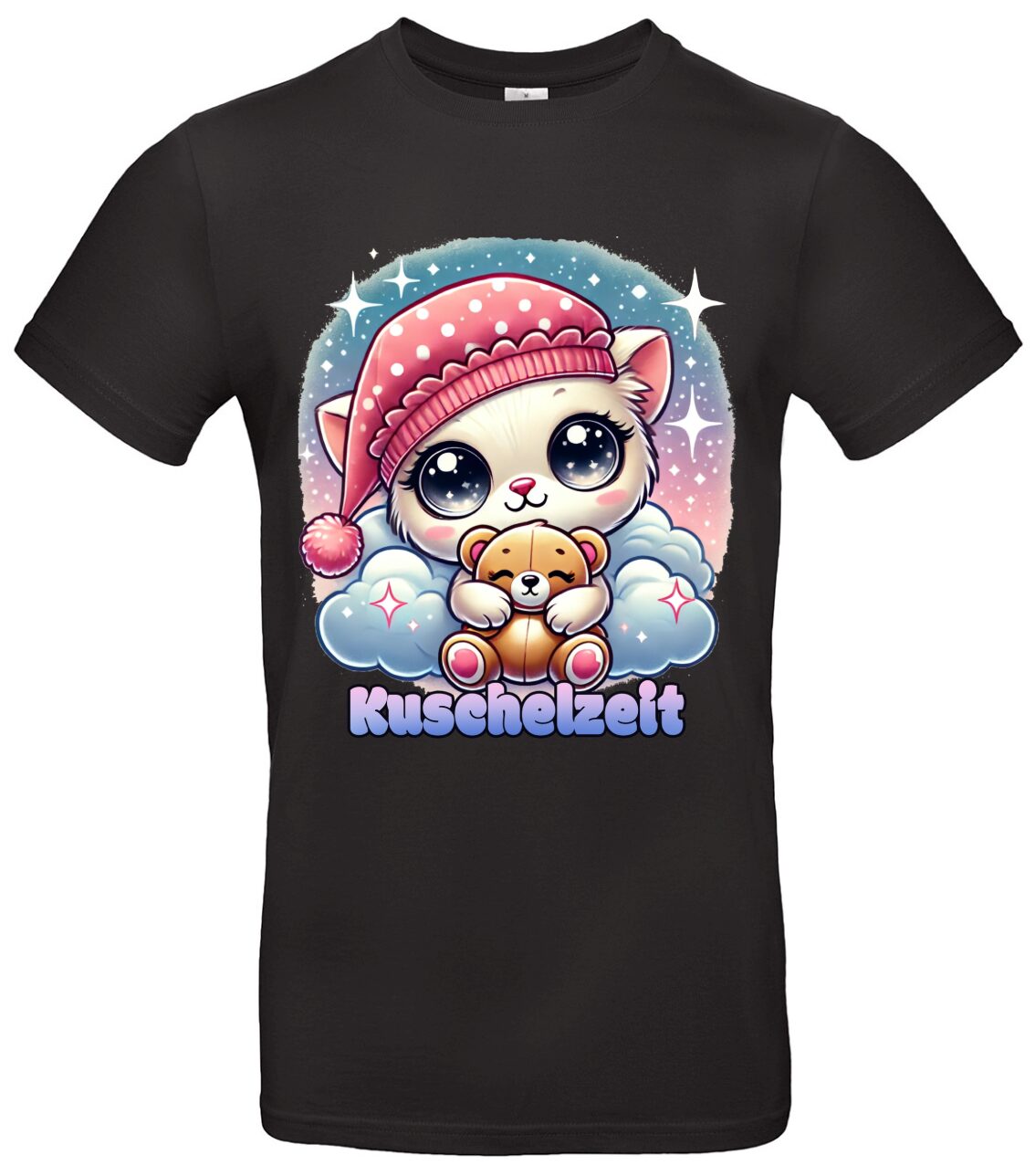 Kuscheliges Katzen-Shirt mit Chibi-Teddybär 1 Kuscheliges Katzen-Shirt mit Chibi-Teddybär