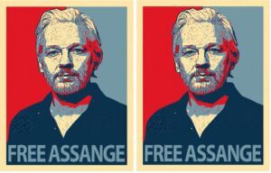 Free Assange Aufkleber 2er-Set wetterfest 11,5 x 9 cm