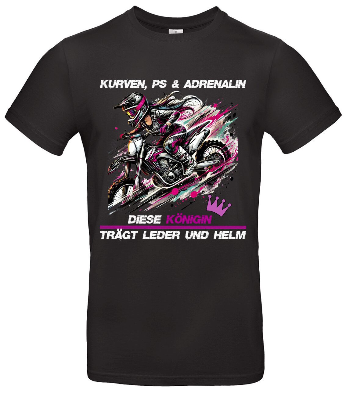Kurven, PS und Adrenalin Shirt für Bikerin 1 Clarkson Farm T-Shirt mit Only in Rainy Britain Motiv