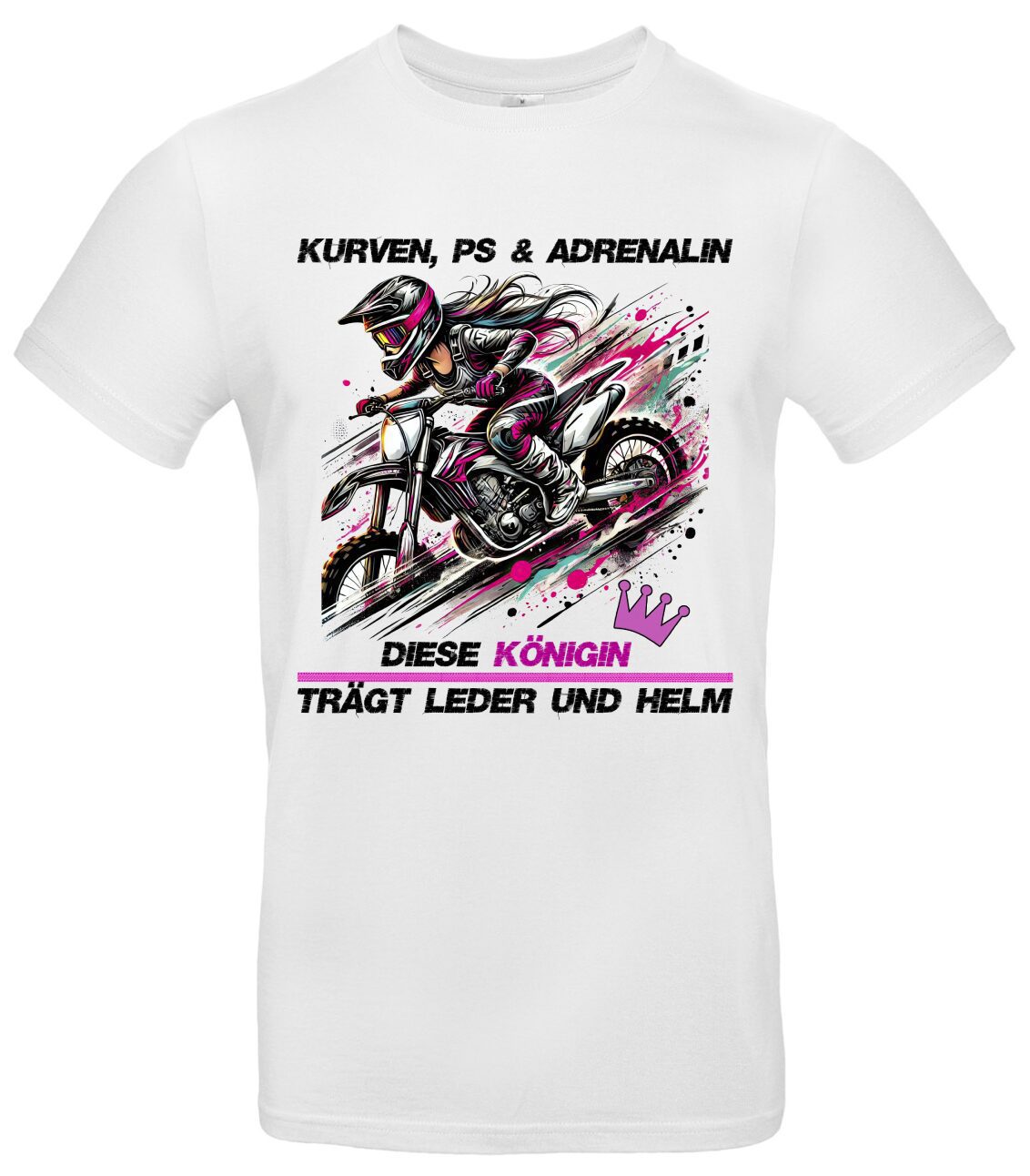 Kurven, PS und Adrenalin Shirt für Bikerin 2 Clarkson Farm T-Shirt mit Only in Rainy Britain Motiv