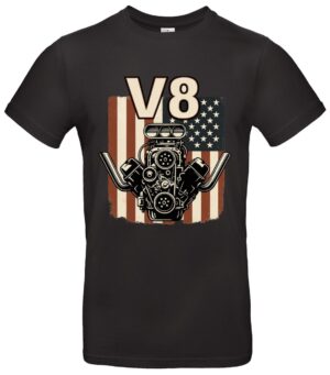 V8 T-Shirt Herren USA-Flagge Muscle Car Vintage