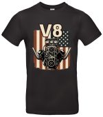 V8 T-Shirt Herren USA-Flagge Muscle Car Vintage