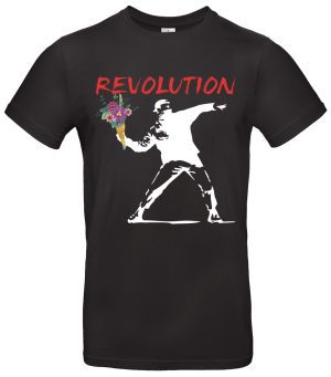 Banksy Blumenwerfer T-Shirt Streetart Revolution