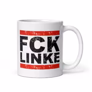 FCK LINKE Tasse 330ml Keramik Weiß Spülmaschinenfest Statement