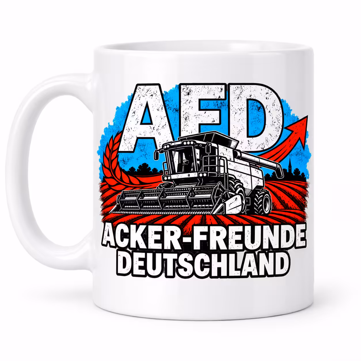 Acker-Freunde Deutschland Mähdrescher Tasse 330 ml – Landwirt Bauern Geschenk Satire 2 Acker-Freunde Deutschland Mähdrescher Tasse – Motivansicht
