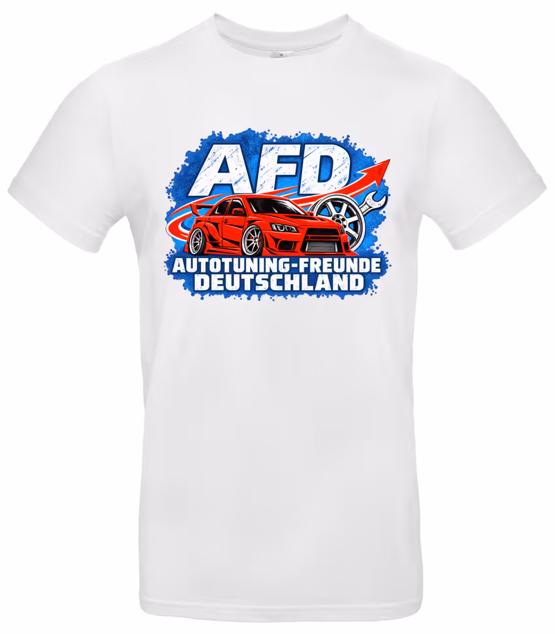 Autotuning-Freunde Deutschland T-Shirt – Tuning Auto Shirt Schwarz & Weiß S–XXL 2 Autotuning-Freunde Deutschland T-Shirt Weiß – rotes Tuning-Auto Motiv