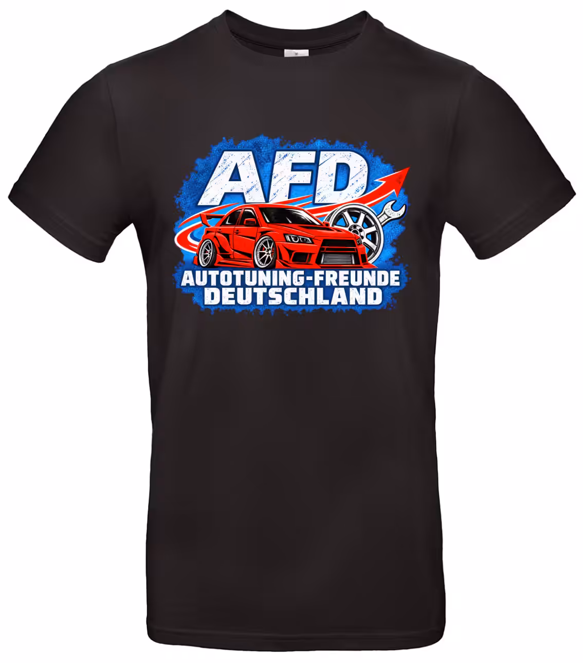 Autotuning-Freunde Deutschland T-Shirt – Tuning Auto Shirt Schwarz & Weiß S–XXL 1 Autotuning-Freunde Deutschland T-Shirt Schwarz – rotes Tuning-Auto Motiv