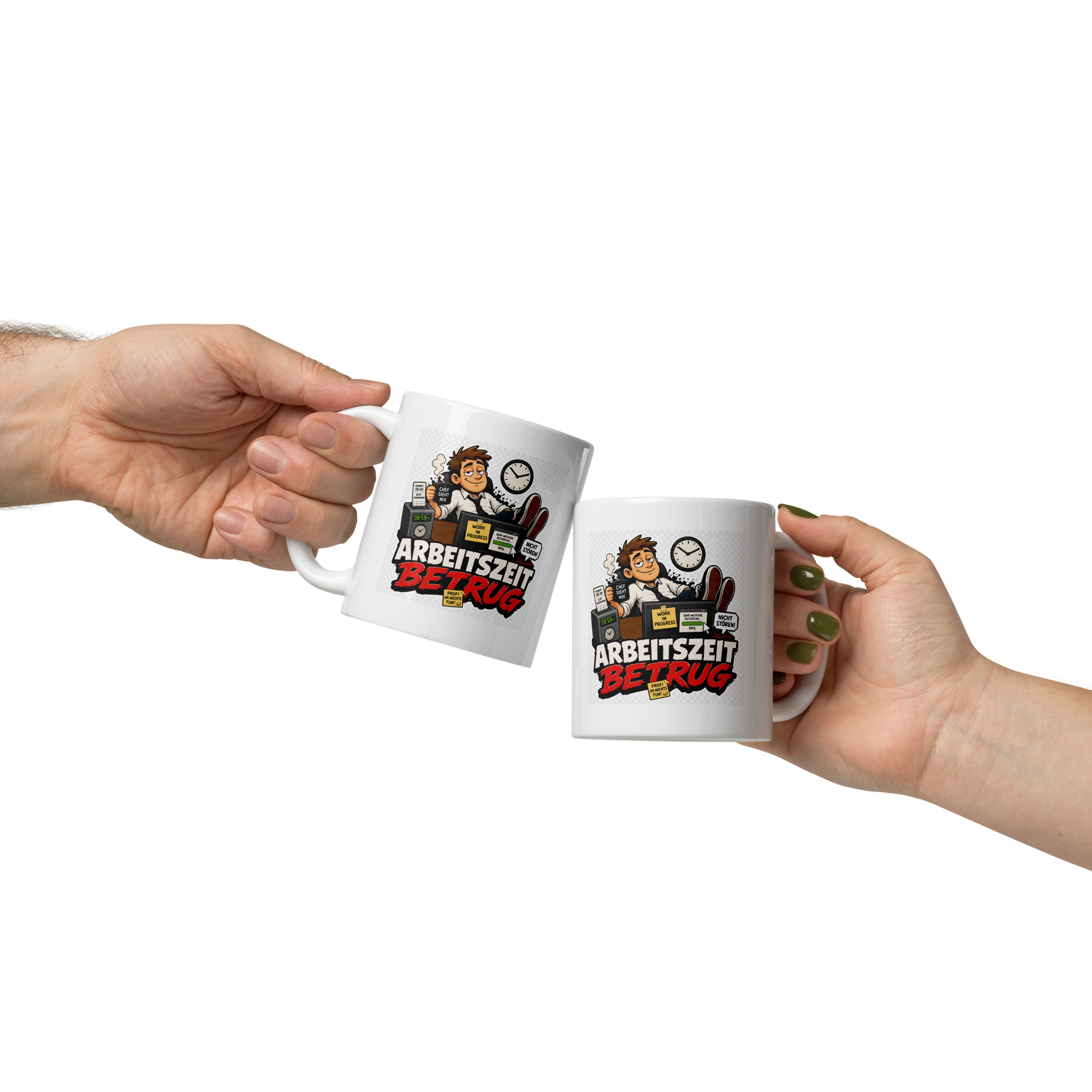 Arbeitszeitbetrug Tasse 330 ml Bürohumor Keramik Becher 3 Weiße 330 ml Arbeitszeitbetrug Tasse beidseitig bedruckt
