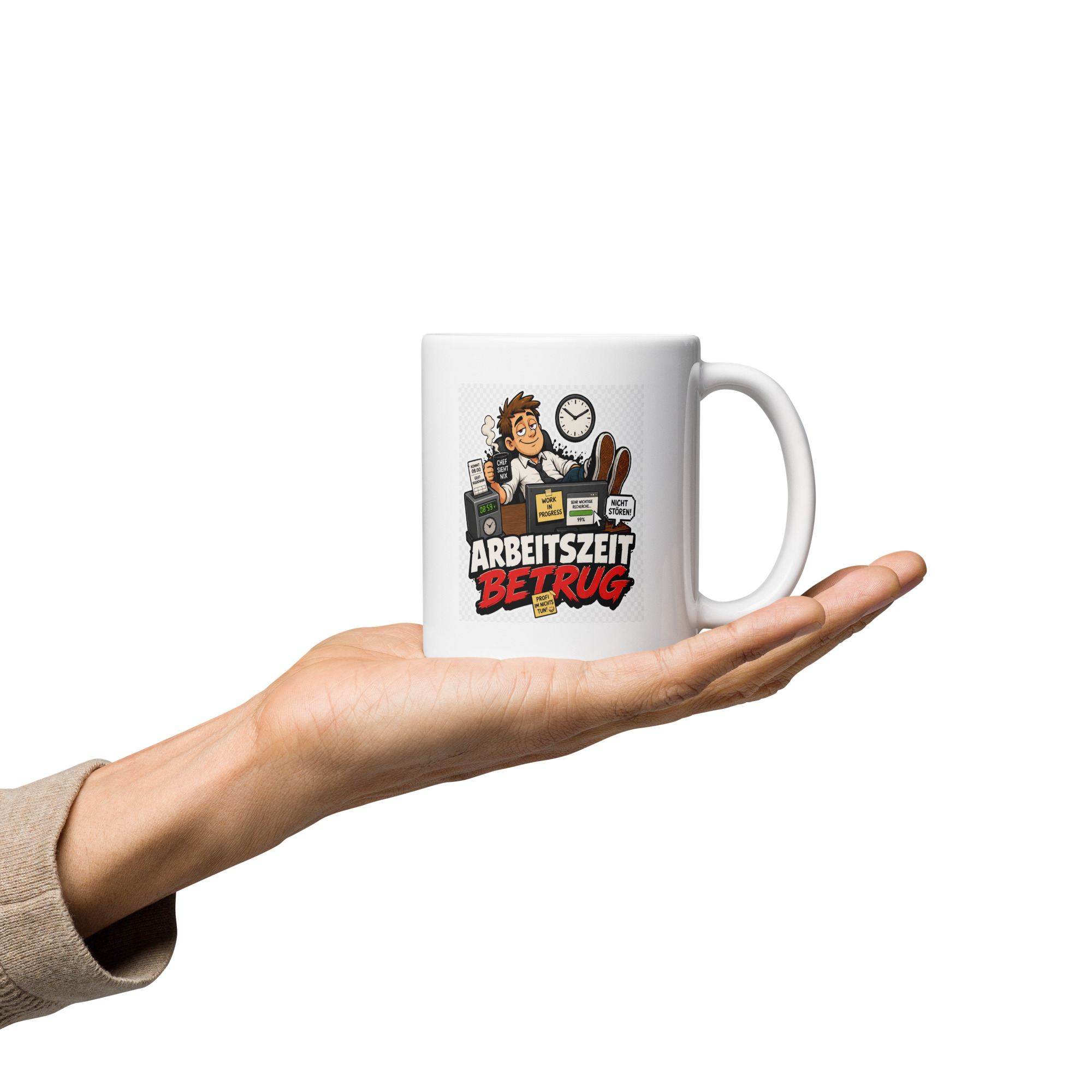 Arbeitszeitbetrug Tasse 330 ml Bürohumor Keramik Becher 6 Arbeitszeitbetrug Kaffeetasse Geschenk für Kollegen