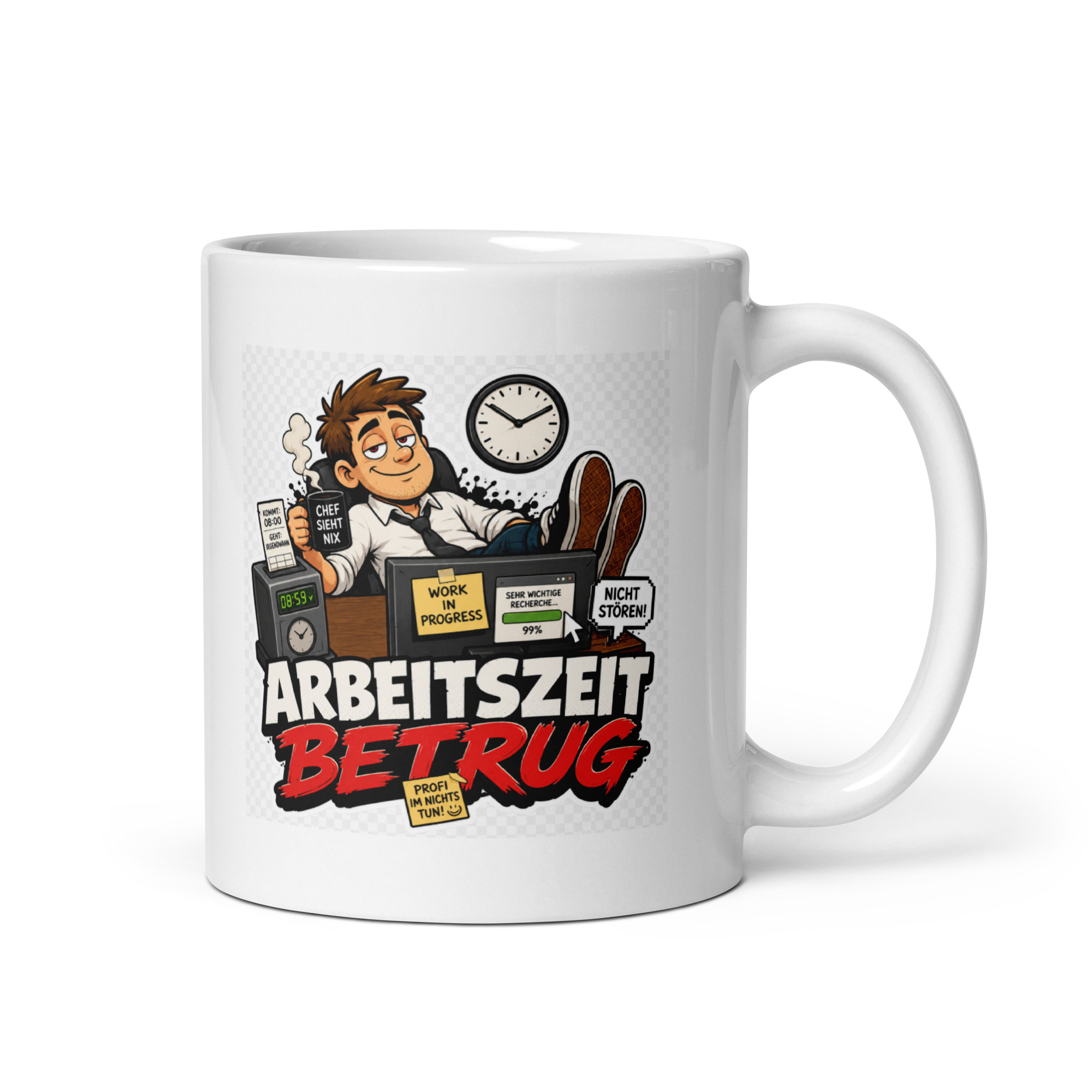 Arbeitszeitbetrug Tasse 330 ml Bürohumor Keramik Becher 1 Arbeitszeitbetrug Tasse 330 ml mit Bürohumor Motiv