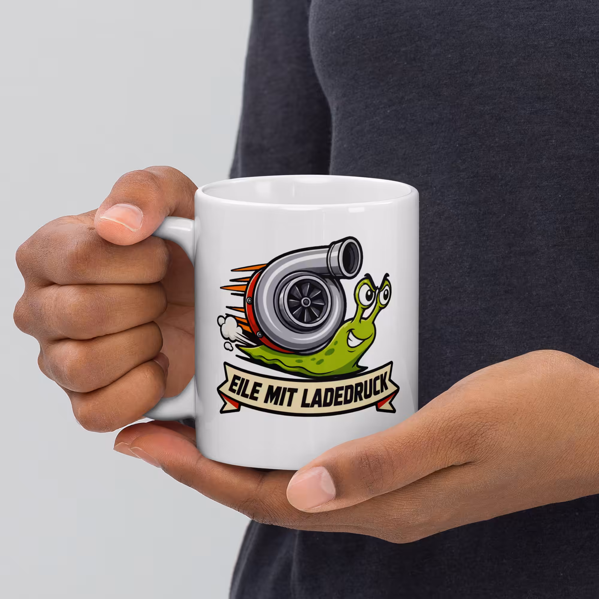 Kaffee mit Ladedruck Tasse 330 ml – Lustige Tuning Keramiktasse 4 Kaffee mit Ladedruck Kaffeetasse für Autofans
