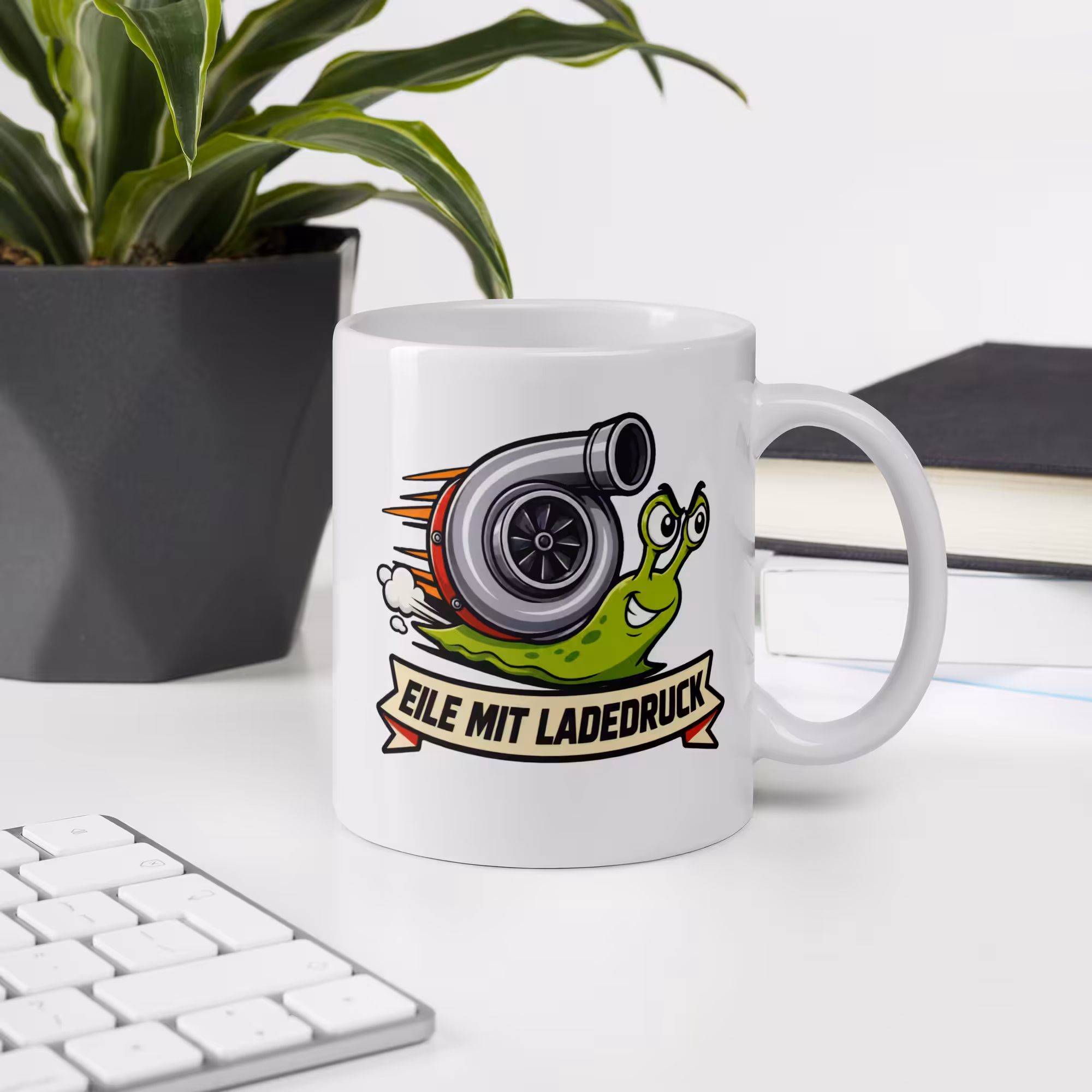 Kaffee mit Ladedruck Tasse 330 ml – Lustige Tuning Keramiktasse 5 Tuning Tasse Kaffee mit Ladedruck im Büro