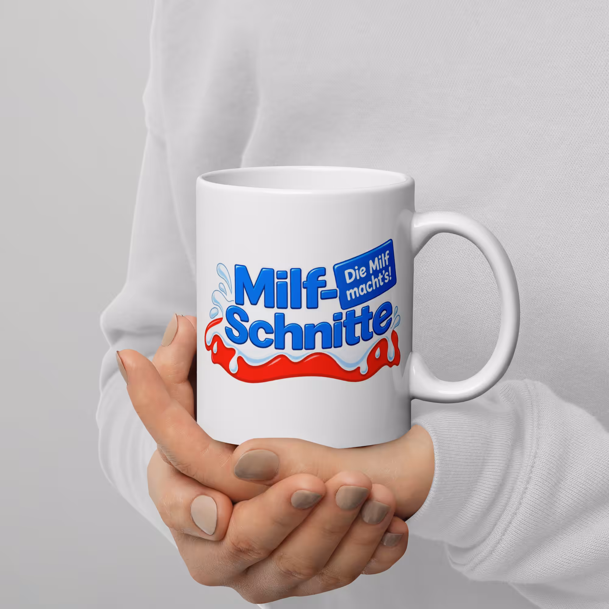 MILF-Schnitte Tasse 330 ml – Lustige Keramiktasse mit Spruch „Die Milf macht’s!“ 3 MILF-Schnitte Tasse 330 ml – Ansicht 3
