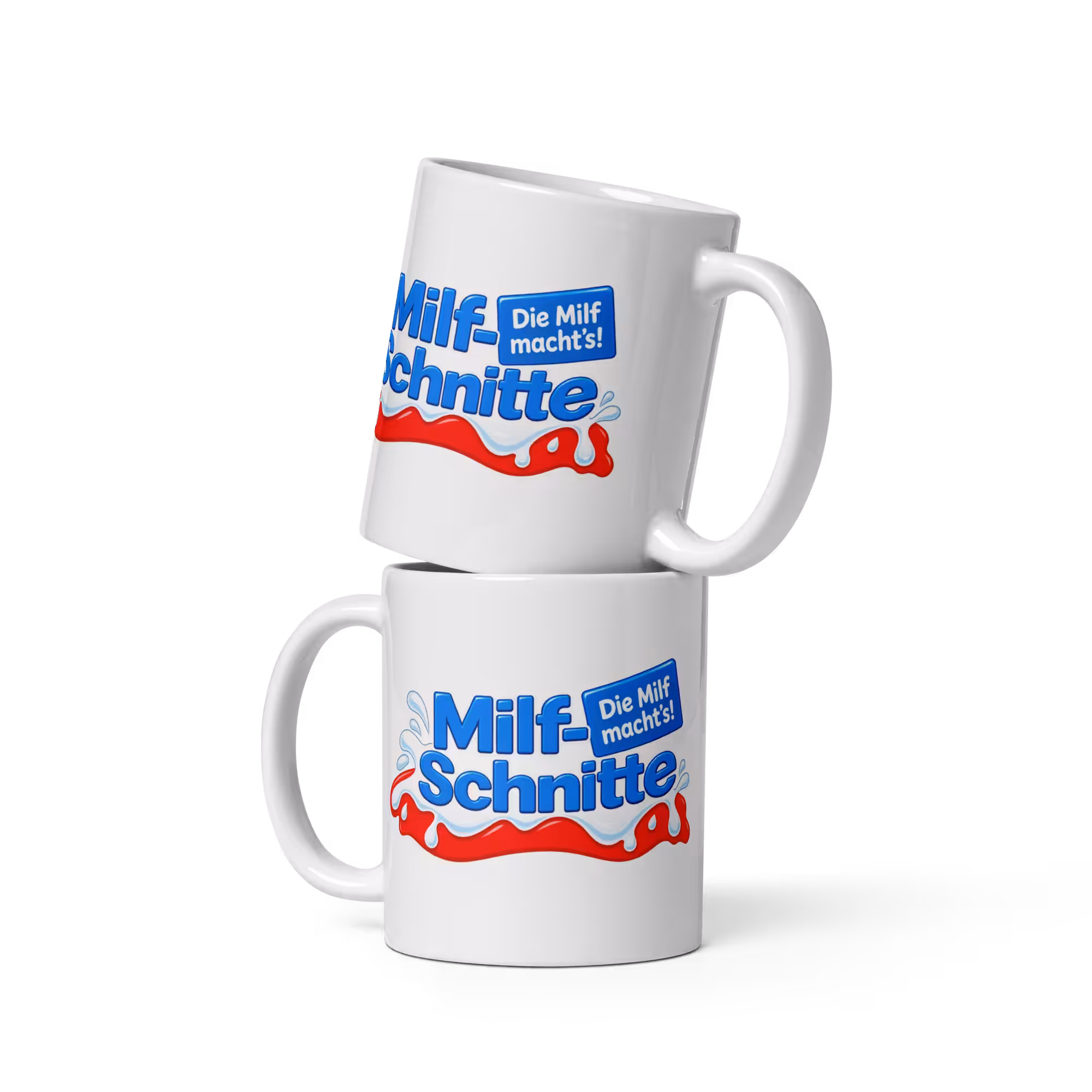MILF-Schnitte Tasse 330 ml – Lustige Keramiktasse mit Spruch „Die Milf macht’s!“ 1 MILF-Schnitte Tasse 330 ml – Produktansicht