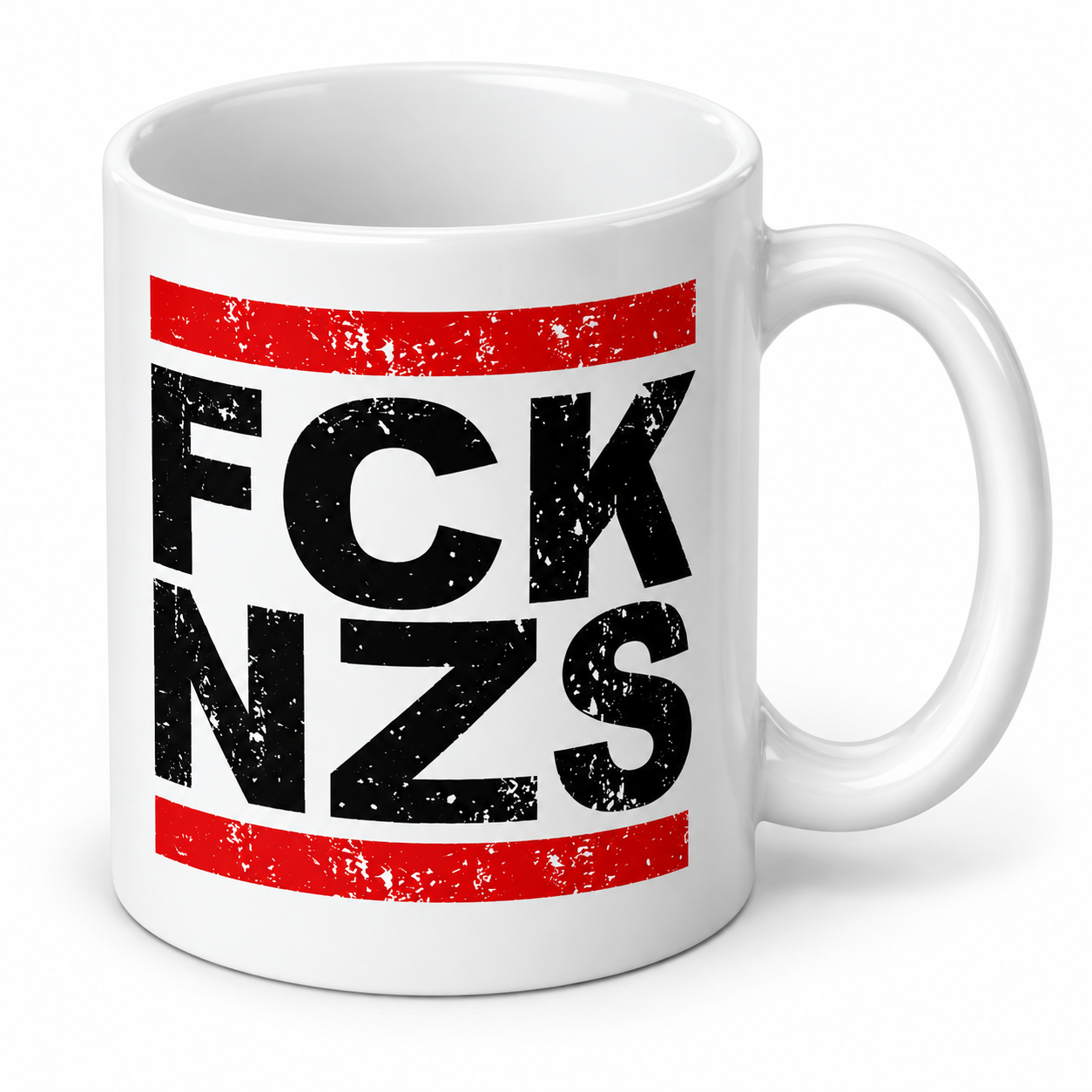 FCK NZS Tasse 330 ml – Keramiktasse gegen Rechtsextremismus – beidseitig bedruckt 5 FCK NZS Tasse 330 ml – Draufsicht