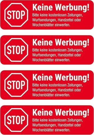 Keine Werbung Aufkleber 5er Set wetterfest Premium