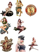 Pin Up Girl Aufkleber Set Retro Rockabilly