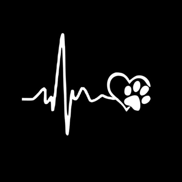 Auto Aufkleber EKG Herz Hund Fußabdruck reflektierend 1 Auto Aufkleber EKG Herz Hund Fußabdruck reflektierend