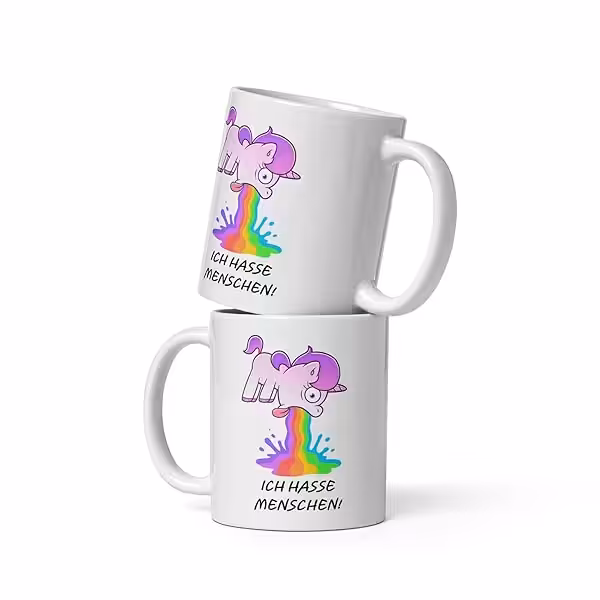 Einhorn Tasse 330 ml mit kotzendem Motiv, lustig 2 Einhorn Tasse 330 ml mit kotzendem Motiv, lustig
