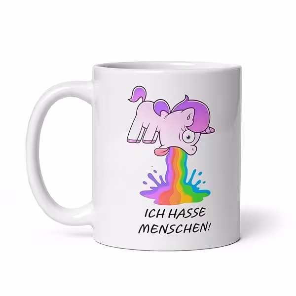 Einhorn Tasse 330 ml mit kotzendem Motiv, lustig 3 Einhorn Tasse 330 ml mit kotzendem Motiv, lustig