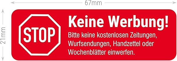 Keine Werbung Aufkleber 5er Set wetterfest Premium 2 Keine Werbung Aufkleber 5er Set wetterfest Premium