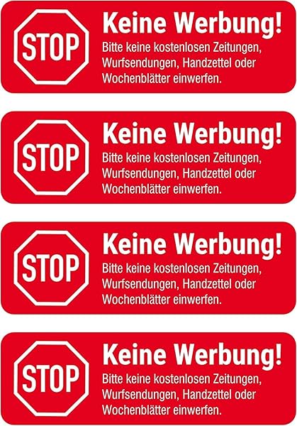 Keine Werbung Aufkleber 5er Set wetterfest Premium 1 Keine Werbung Aufkleber 5er Set wetterfest Premium